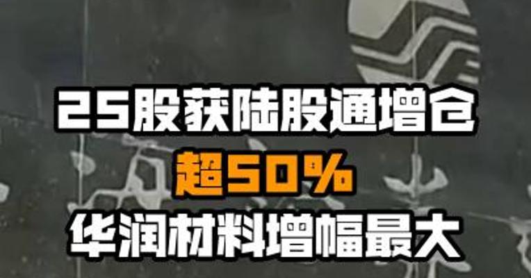 25股获陆股通增仓超50% 华润材料增幅最大