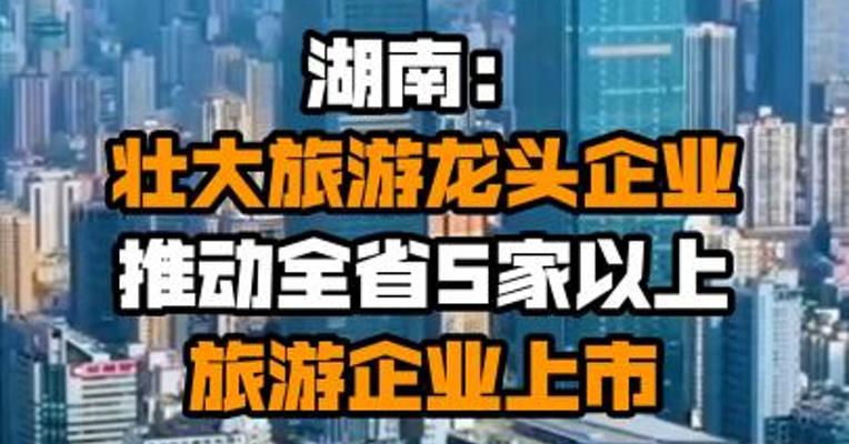 湖南：壮大旅游龙头企业 推动全省5家以上旅游企业上市