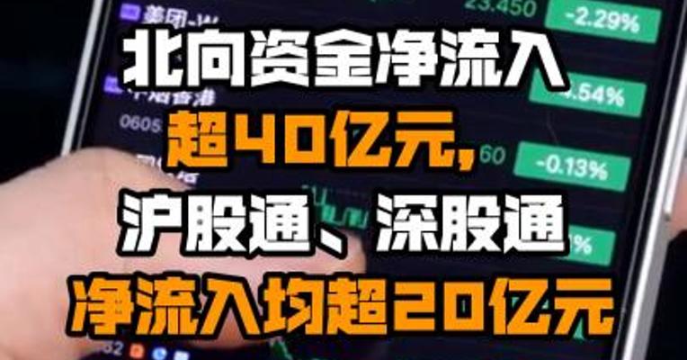 北向资金净流入超40亿元，沪股通、深股通净流入均超20亿元
