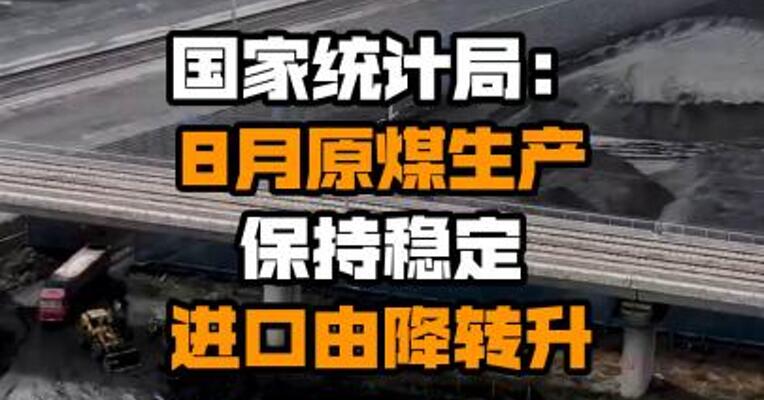 国家统计局：8月原煤生产保持稳定 进口由降转升