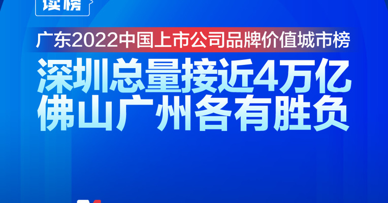 读榜丨广东2022中国上市公司品牌价值城市榜：深圳总量接近4万亿，佛山广州各有胜负