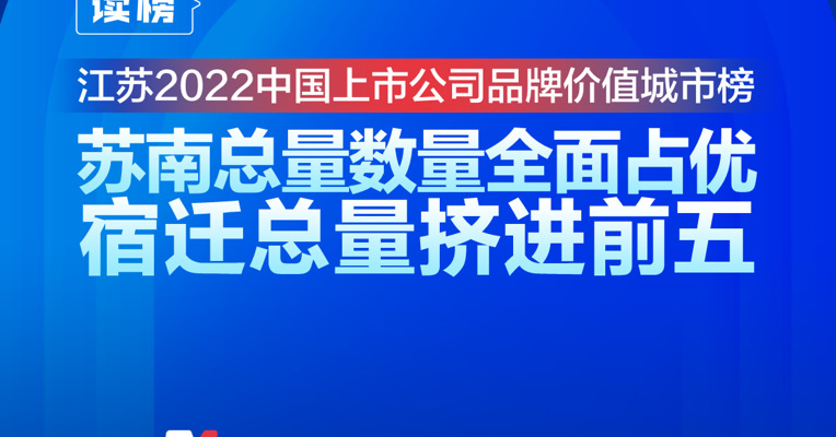 读榜丨江苏2022中国上市公司品牌价值城市榜：苏南总量数量全面占优，宿迁总量挤进前五