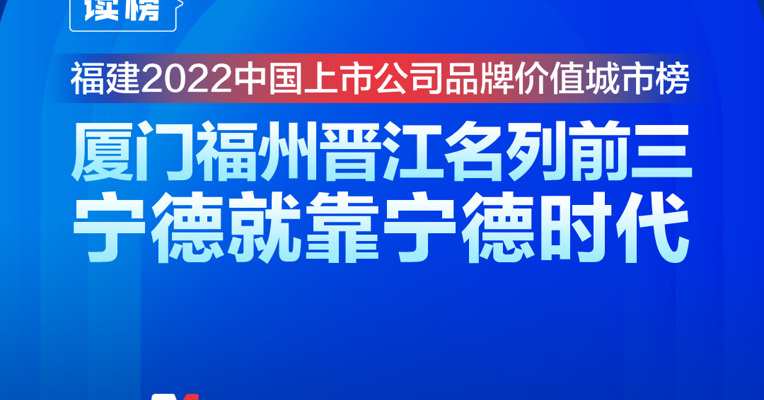 读榜丨福建2022中国上市公司品牌价值城市榜：厦门福州晋江名列前三，宁德就靠宁德时代