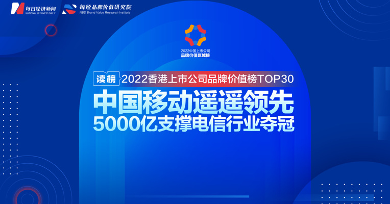 读榜丨2022香港上市公司品牌价值榜TOP30：中国移动遥遥领先，5000亿支撑电信行业夺冠 