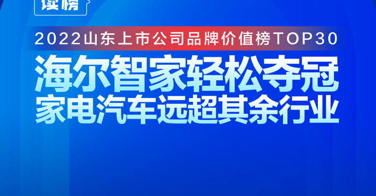 读榜丨2022山东上市公司品牌价值榜TOP30：海尔智家轻松夺冠，家电汽车远超其余行业