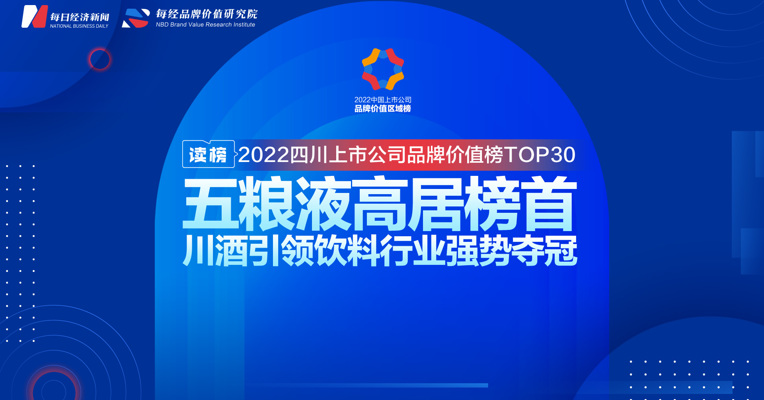 读榜丨2022四川上市公司品牌价值榜TOP30：五粮液高居榜首，川酒引领饮料行业强势夺冠 