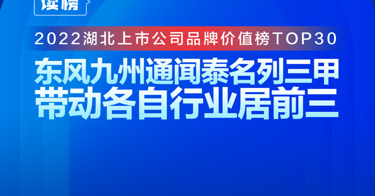 读榜丨2022湖北上市公司品牌价值榜TOP30：东风九州通闻泰名列三甲，带动各自行业居前三