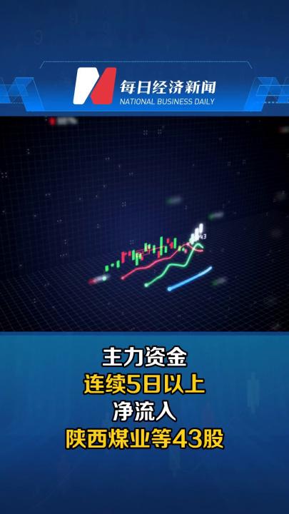 主力资金连续5日以上净流入陕西煤业等43股