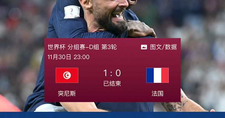 法国队输球仍是小组第一 ，携手澳大利亚出线 