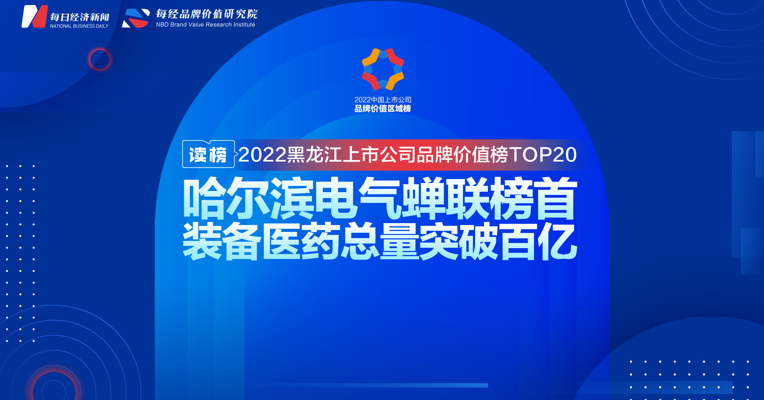 读榜丨2022黑龙江上市公司品牌价值榜TOP20：哈尔滨电气蝉联榜首，装备医药总量突破百亿 