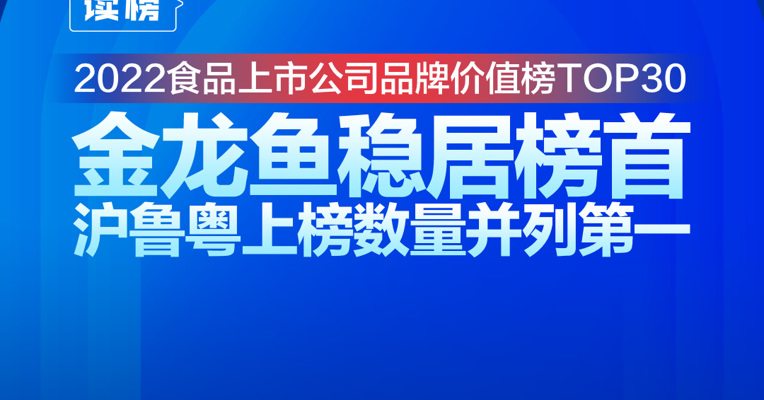 读榜丨2022食品上市公司品牌价值榜TOP30：金龙鱼稳居榜首，沪鲁粤上榜数量并列第一 