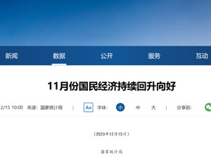 国家统计局：11月国民经济持续回升向好