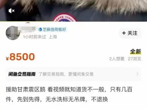 加拿大鹅援助震区羽绒服，竟被指挂闲鱼上倒卖？官方回应：不属实！闲鱼：恶意营销，永久封禁……