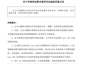 走出4天3板！蹭Sora热点？中科金财回复深交所：存在无法获得Sora API订阅资格的风险