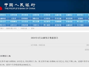 央行最新发布！前四个月人民币贷款增加10.19万亿元，社会融资规模增量比上年同期少3.04万亿元