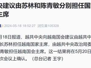 越共中央建议：公安部长苏林任越南国家主席，陈青敏任国会主席