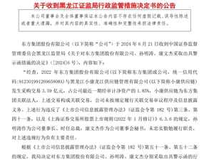 A股公司深夜公告：被证监会立案！董事长孙明涛被警示！大股东东方润澜部分股份被强制平仓