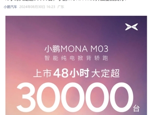 小鹏MONA M03上市48小时大定超3万台！何小鹏为首批车主代表交付，公司股价涨超8%