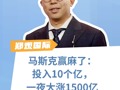 马斯克赢麻了：投入10个亿，一夜大涨1500亿