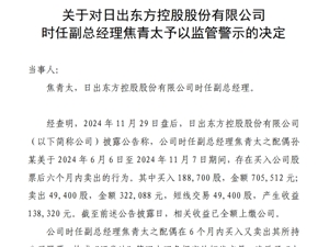 配偶短线交易，20天15板“大牛股”公司副总道歉，上交所警示！