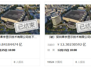柔宇显示资产旗下资产两次拍卖无人问津 即将面临第三次拍卖