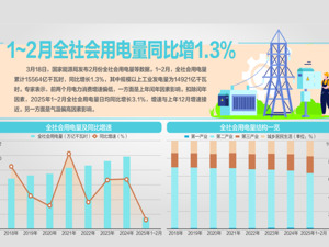 2月份全社会用电量同比增长8.6%