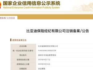 比亚迪保险经纪公司注销 相关人士回应：对保险业务不造成影响