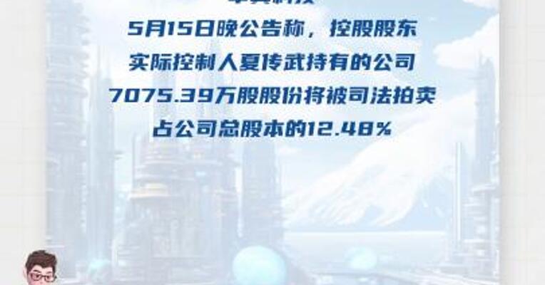 卓翼科技：控股股东、实控人夏传武 持有的12.48%公司股份将被司法拍卖