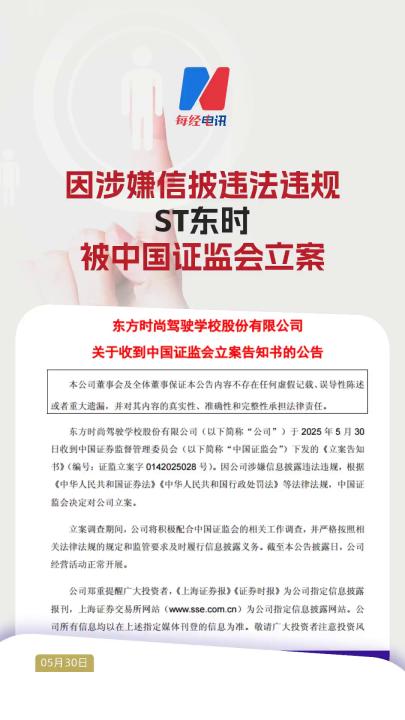 因涉嫌信披違法違規(guī)ST東時(shí)被中國(guó)證監(jiān)會(huì)立案
