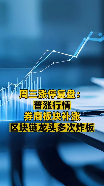 周三涨停复盘： 普涨行情 券商板块补涨 区块链龙头多次炸板