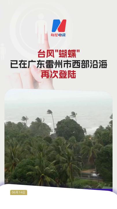 臺(tái)風(fēng)"蝴蝶"已在廣東雷州市西部沿海再次登陸