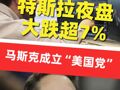 特斯拉美股夜盘一度大跌超7%  , 特朗普回应马斯克成立新政党
