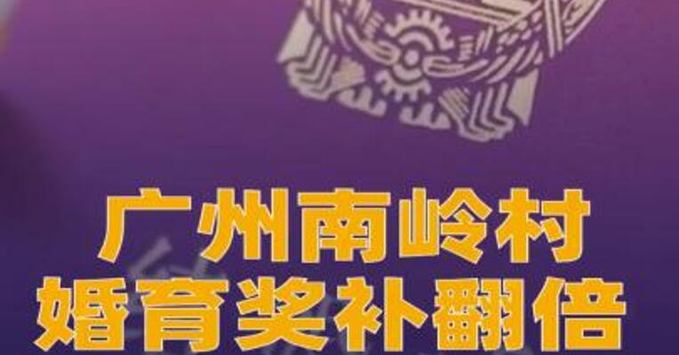 广州南岭村婚育奖补翻倍 最高20万元