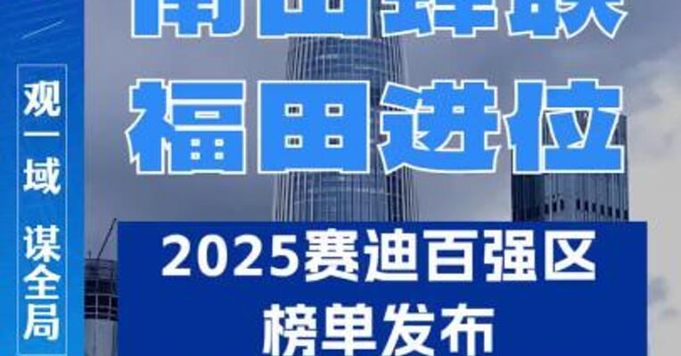 南山蝉联、福田进位，2025赛迪百强区榜单公布