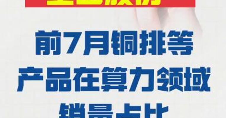 3连板金田股份： 前7月铜排等产品 在算力领域销量 占比不足2%