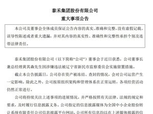 突发！昔日千亿房企泰禾集团董事长黄其森被留置！公司3年年度报告存在重大遗漏，收到千万级罚单