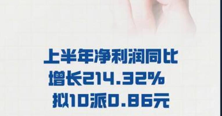 大金重工： 上半年净利润同比增长 214.32% 拟10派0.86元