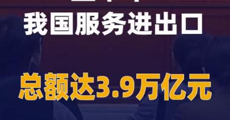 上半年我国服务进出口总额达3.9万亿元
