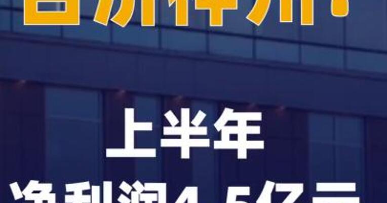 百济神州：上半年净利润 4. 5亿元 同比扭亏 