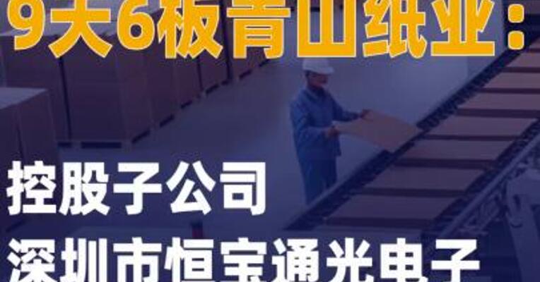 9天6板青山纸业：控股子公司 深圳市恒宝通光电子上半年 净利润占比极小