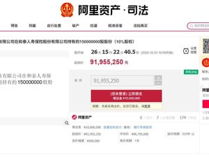和泰人寿10%股权将被拍卖 起拍价9196万元