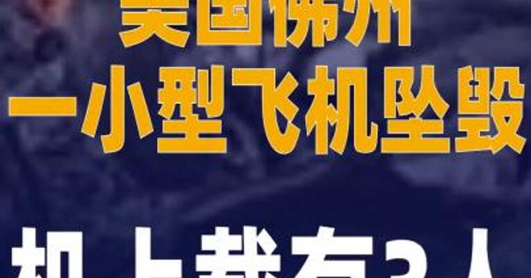 美国佛州一小型飞机坠毁 机上 载有3人