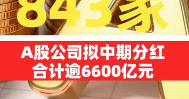 843家A股公司拟中期分红合计逾6600亿元
