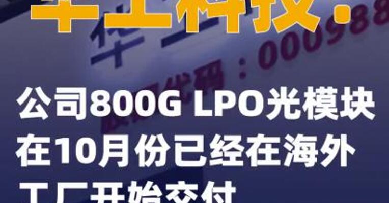 华工科技：公司800G LPO光模块在10月份已经在海外工厂开始交付