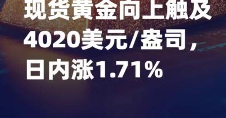 现货黄金向上触及4020美元 /盎司，日内涨1.71%