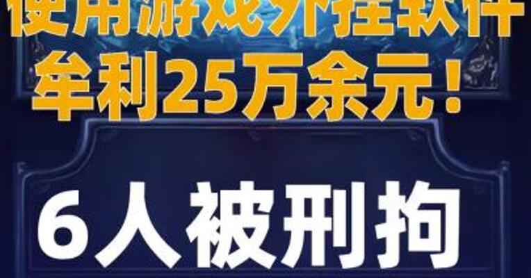 使用游戏外挂软件牟利 25万余元！6人被刑拘