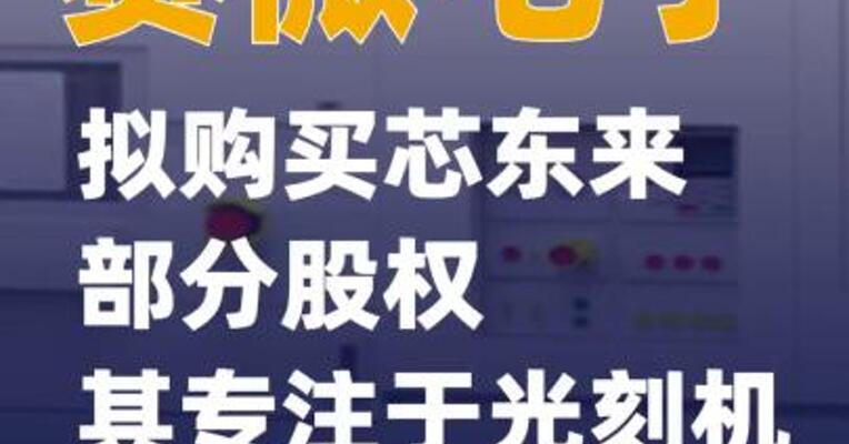 赛微电子：拟购买芯东来部分股权其专注于光刻机整机领域