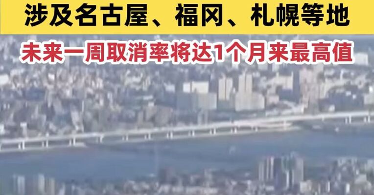 第三方平台：已有12条中日航线取消所有航班，未来一周取消率将达1个月来最高值
