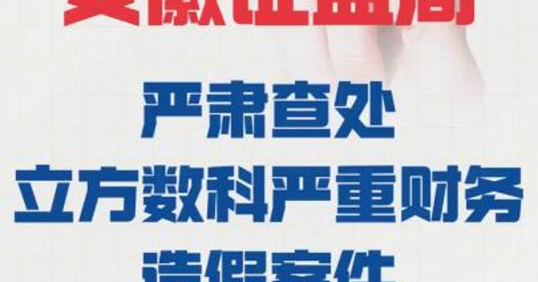 安徽证监局严肃查处 立方数科严重财务造假案件
