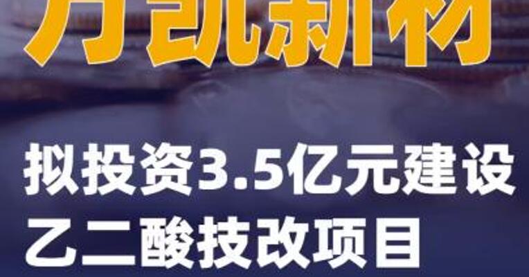 万凯新材：拟投资3.5亿元建设乙二酸技改项目